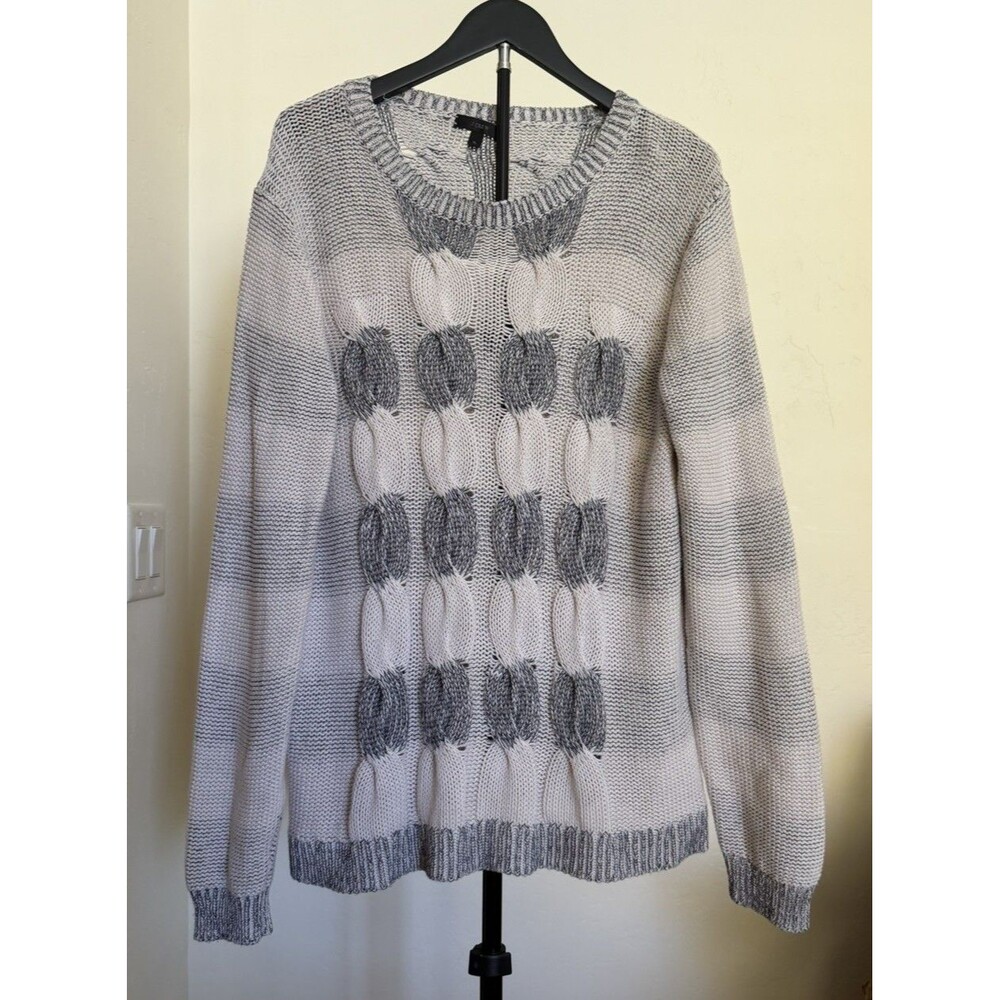 J.CREW Women’s XL Cable-Knit Crew Neck Cotton Marled Ombré Sweater Coastal